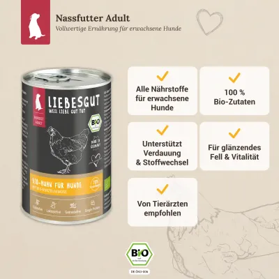 Liebesgut Hundefutter Bio-Huhn mit Bio-Wurzelgemüse