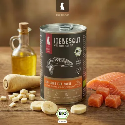 Liebesgut Hundefutter Bio-Lachs mit Bio-Banane und Bio-Pastinake