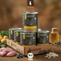 Packung Liebesgut Tiernahrung Liebesgut Hundefutter Bio-Pute mit Bio-Mangold und Bio-Kartoffel