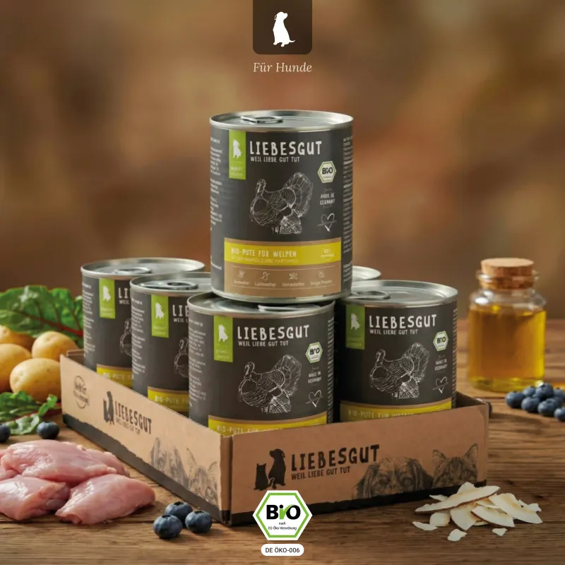 Liebesgut Hundefutter Bio-Pute mit Bio-Mangold und Bio-Kartoffel