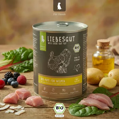 Liebesgut Hundefutter Bio-Pute mit Bio-Mangold und Bio-Kartoffel