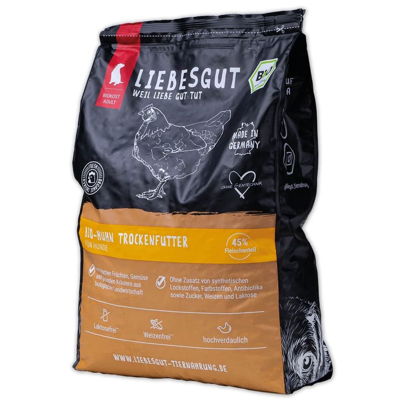 Liebesgut Hundefutter Hunde Trockenfutter Bio-Huhn