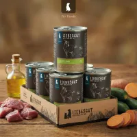 Packung Liebesgut Tiernahrung Liebesgut Hundefutter Ziege mit Süßkartoffel und Zucchini
