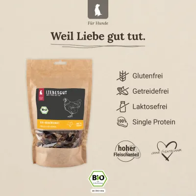 Liebesgut Hunde-Snack Bio Hähnchenhals Liebesgut Hunde-Snack Bio Hähnchenhals