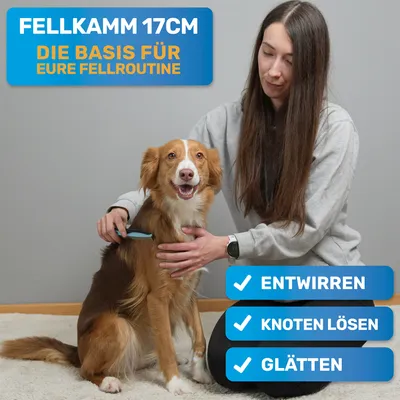 Fellkamm mit gummiertem Griff 17cm blau Fellkamm mit gummiertem Griff 17cm blau