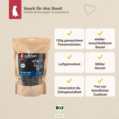 Liebesgut Hunde-Snack Bio Rind Pansen Liebesgut Hunde-Snack Bio Rind Pansen