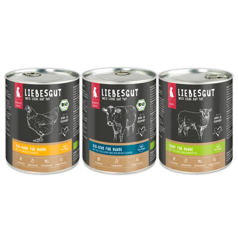 Liebesgut Hundefutter Friss-dich-satt Paket Adult 18 x 800 g