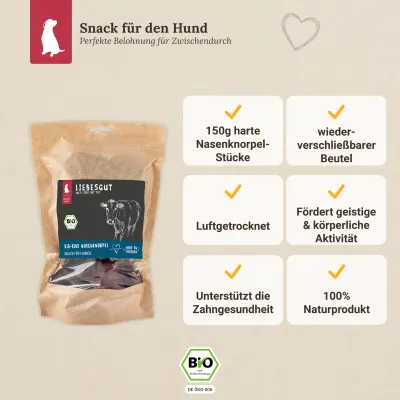 Liebesgut Hunde-Snack Bio Rind Nasenknorpel