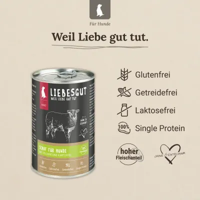 Liebesgut Hundefutter Schaf mit Sellerie und Kartoffel