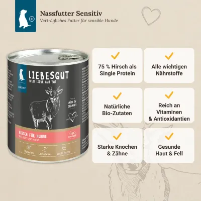 Liebesgut Hundefutter Hirsch mit Obst und Hirse