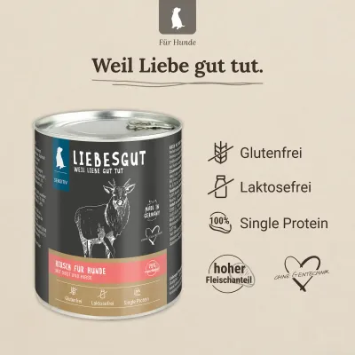Liebesgut Hundefutter Hirsch mit Obst und Hirse
