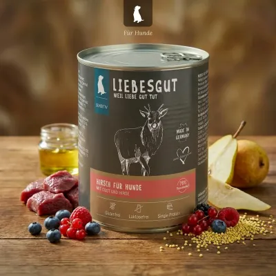 Liebesgut Hundefutter Hirsch mit Obst und Hirse