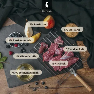 Liebesgut Hundefutter Hirsch mit Obst und Hirse
