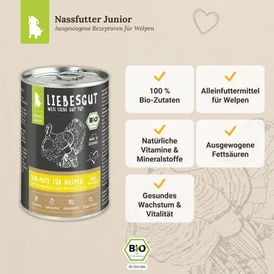 Liebesgut Hundefutter Bio-Pute mit Bio-Mangold und Bio-Kartoffel