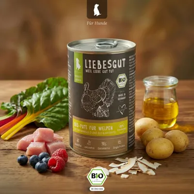 Liebesgut Hundefutter Bio-Pute mit Bio-Mangold und Bio-Kartoffel