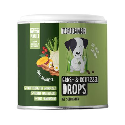 Tierliebhaber Gras & Kotfresser Drops für Hunde