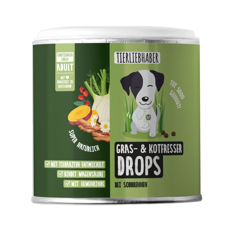 Tierliebhaber Gras & Kotfresser Drops für Hunde