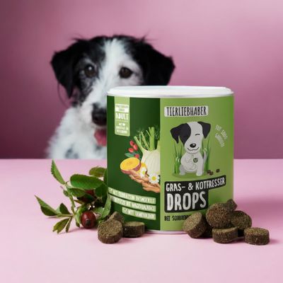 Tierliebhaber Gras & Kotfresser Drops für Hunde