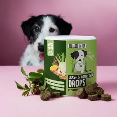 Tierliebhaber Gras & Kotfresser Drops für Hunde