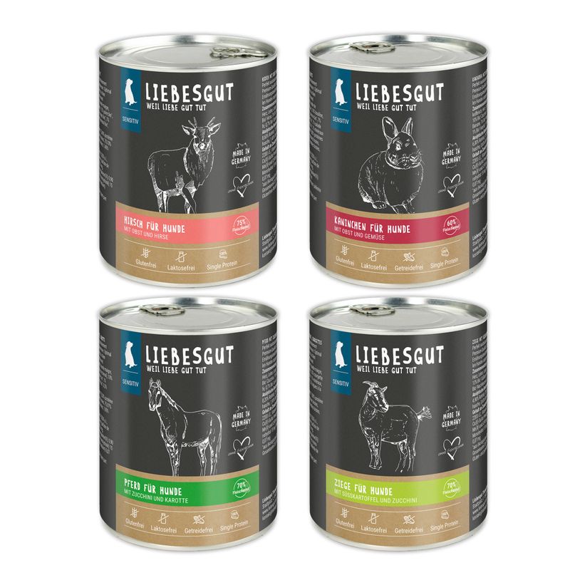 Liebesgut Hundefutter Friss-dich-satt Paket Sensitiv 24 x 800 g