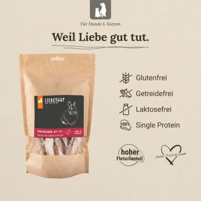 Liebesgut Hunde-Snack Kaninchen Ohr mit Fell Liebesgut Hunde-Snack Kaninchen Ohr mit Fell