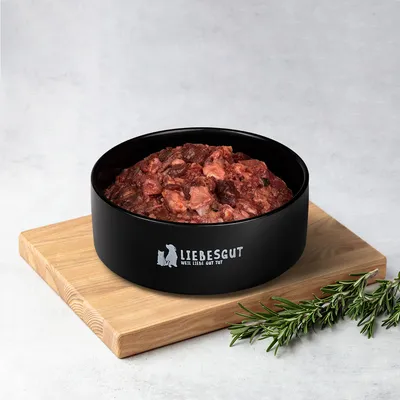 Liebesgut Hundefutter 14 x Barf-Menü Bio-Rind mit Bio-Gemüse und Bio-Obst