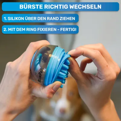 BluePet Befüllbare Badebürste für Hundeshampoo, Gummibürste, Gummistriegel BluePet Befüllbare Badebürste für Hundeshampoo, Gummibürste, Gummistriegel