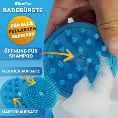 BluePet Befüllbare Badebürste für Hundeshampoo, Gummibürste, Gummistriegel BluePet Befüllbare Badebürste für Hundeshampoo, Gummibürste, Gummistriegel