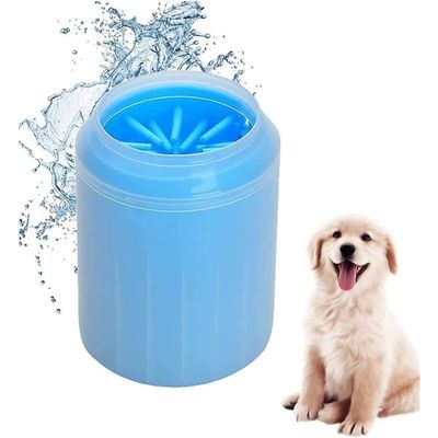 Tragbarer Silikon-Pfotenreiniger für Hunde, zum Waschen von Schlamm, blau