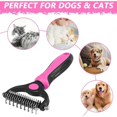 Doppelseitige Bürste Hunde/Katzen, langes Fell, entwirrt, entfernt Verfilzu Doppelseitige Bürste Hunde/Katzen, langes Fell, entwirrt, entfernt Verfilzu