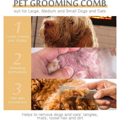 Pawffee Peine de acero inoxidable para perros gatos, desenreda elimina pelo