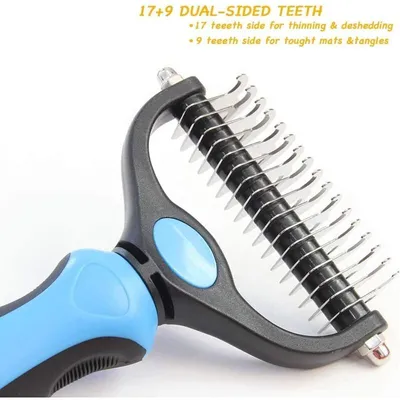 Brosse inox double face démêlage sous-poil chien chat Brosse inox double face démêlage sous-poil chien chat