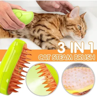 Brosse vapeur 3-en-1 : massage, démêlage, spray pour chat Brosse vapeur 3-en-1 : massage, démêlage, spray pour chat