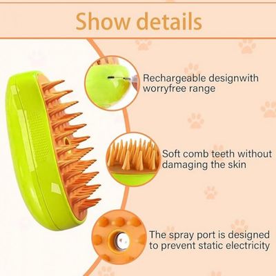 Brosse vapeur 3-en-1 : massage, démêlage, spray pour chat