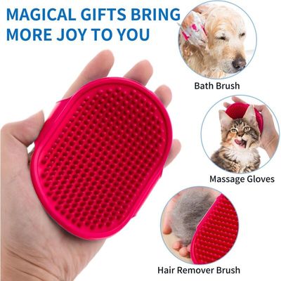 Pawffee 2 cepillos de silicona rojo/negro para baño y masaje de mascotas