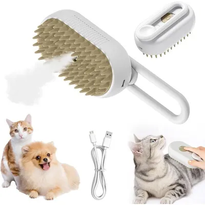 3-in-1-Dampfbürste für Katzen: Massage, Reinigung, Pflegespray 3-in-1-Dampfbürste für Katzen: Massage, Reinigung, Pflegespray