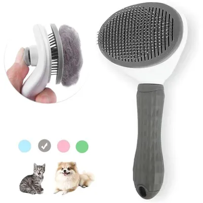 Rutschfeste Edelstahlbürste: Anti-Haar-Bürste für Hunde/Katzen, grau Rutschfeste Edelstahlbürste: Anti-Haar-Bürste für Hunde/Katzen, grau