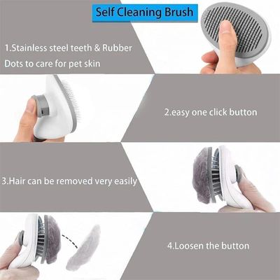 Brosse inox antidérapante anti-poils chien/chat toilettage