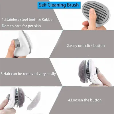 Brosse inox antidérapante anti-poils chien/chat toilettage Brosse inox antidérapante anti-poils chien/chat toilettage