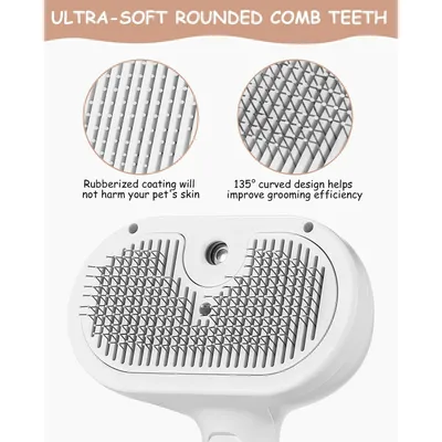 Brosse vapeur 3-en-1 autonettoyante massage chiens/chats Brosse vapeur 3-en-1 autonettoyante massage chiens/chats