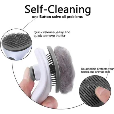 Brosse chat autonettoyante, enlève sous-poil efficacement Brosse chat autonettoyante, enlève sous-poil efficacement