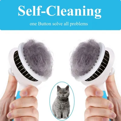 Selbstreinigende Bürste: entfernt Haare einem Klick Hunde/Katzen, blau Selbstreinigende Bürste: entfernt Haare einem Klick Hunde/Katzen, blau