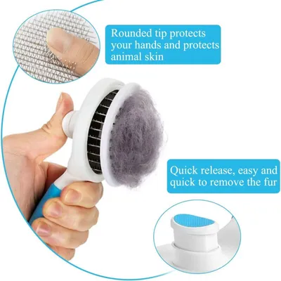 Brosse autonettoyante : enlève poils 1 clic Brosse autonettoyante : enlève poils 1 clic
