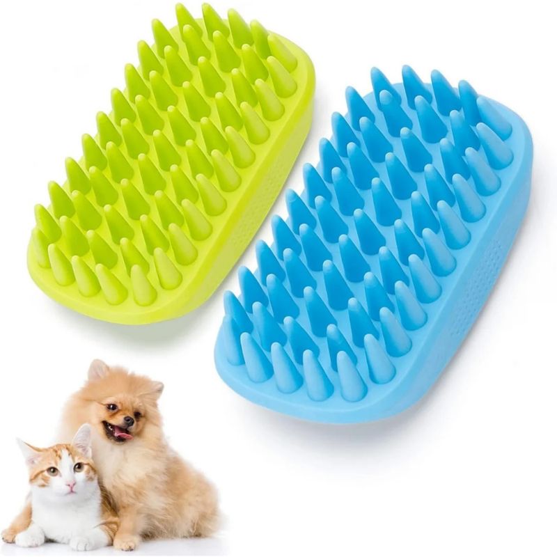 Bade-Bürsten x2: weicher Gummi, Massage, für Hunde/Katzen mit kurzem Fell