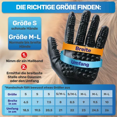 BluePet Fellhandschuh, Fellpflege Handschuh Bürste für Hund, Katze & Pferd