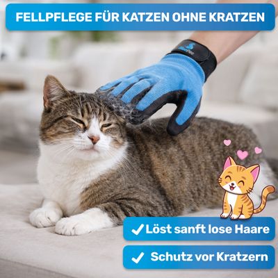 BluePet Fellhandschuh, Fellpflege Handschuh Bürste für Hund, Katze & Pferd