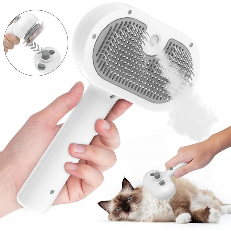 Wiederaufladbare 2-in-1-Dampfbürste mit Tank für Hunde und Katzen
