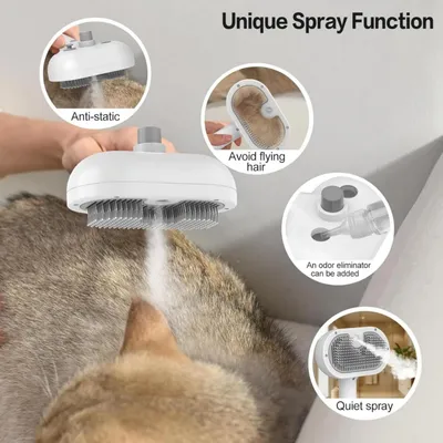 Brosse vapeur 2 en 1 rechargeable chiens chats Brosse vapeur 2 en 1 rechargeable chiens chats