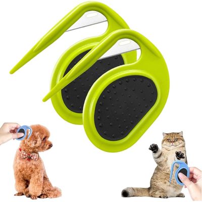 2er-Set 3-in-1-Entfilzkämme für Tiere – Entwirren und Pflege – Grün
