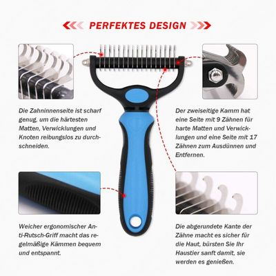 Peigne Pro déshumidification et sous-poil, idéal poils longs